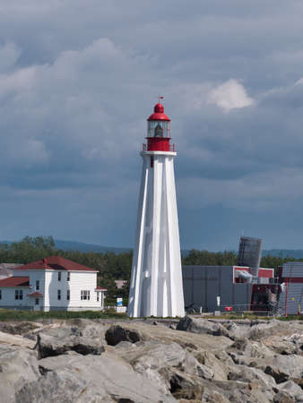 The 3rd Pointe-Au-Pere lighthouse was built in 1909 in the city of Pointe-au-PÃ¨re, near Rimouski, Quebec, Canada.のeditorial素材