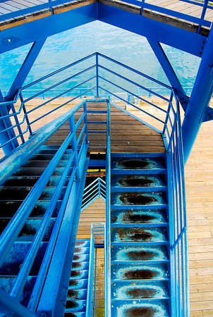 Abstract view of an observation tower at a Port Townsend pier, Washington Stateの写真素材