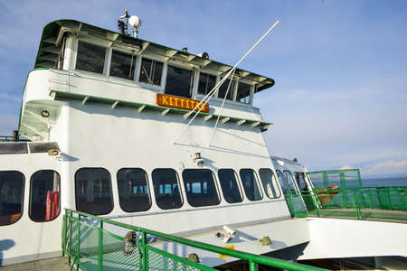 Taking the ferry from Mukilteo to Whidbey Island on a beautiful sunny and bright days.のeditorial素材
