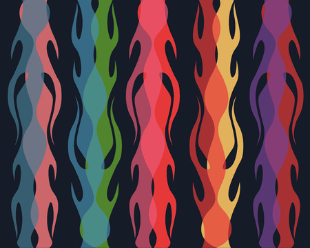 Hand drawn vector illustration or drawing of some fire flames patternのイラスト素材