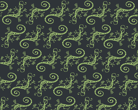 Hand drawn vector illustration or drawing of a lizard pattern or backgroundのイラスト素材