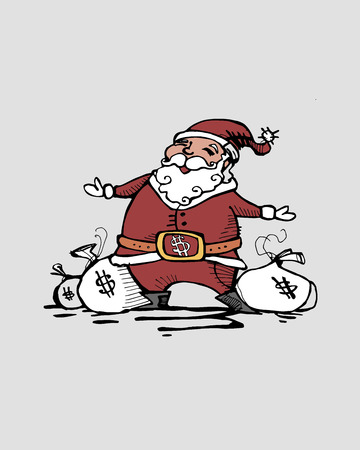 Hand drawn vector illustration or drawing of Santa Cashのイラスト素材