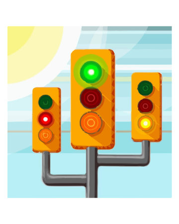 Hand drawn vector illustration or drawing of a traffic light With The form of a cactusのイラスト素材