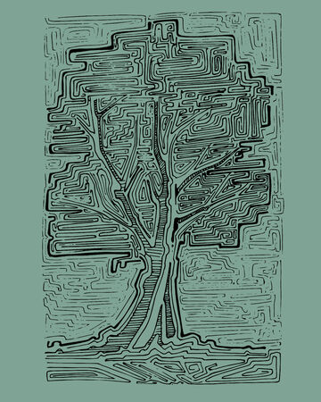 Hand drawn illustration or drawing of a treeのイラスト素材
