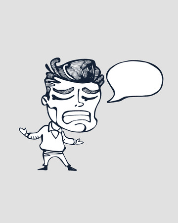 Hand drawn vector illustration or cartoon style drawing of a worried manのイラスト素材