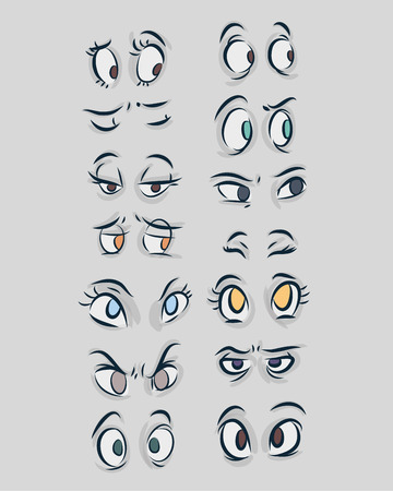 Hand drawn vector illustration or drawing of different types of eyes in a cartoon comic styleのイラスト素材