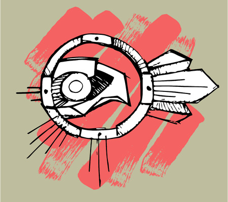 Hand drawn vector illustration or drawing of an indian eagleのイラスト素材