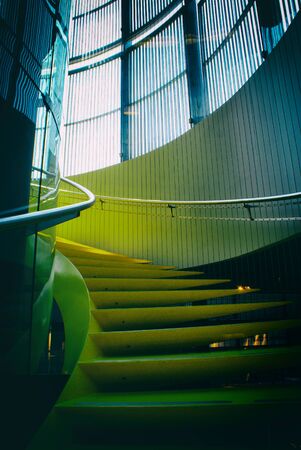 Photograph of  a metal yellow abstract stairsの写真素材