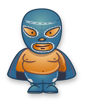 Hand drawn vector illustration or drawing of a Mexican traditional cartoon wrestlerのイラスト素材