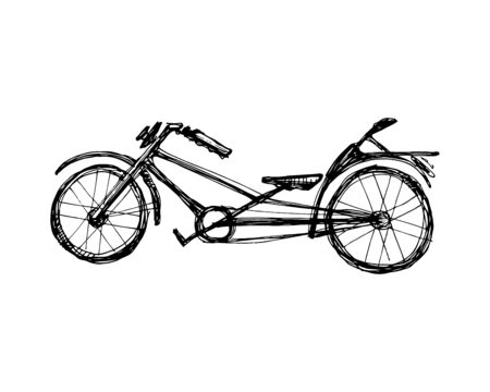 Hand drawn vector illustration or drawing of a chopper retro bicycleのイラスト素材