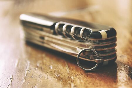 Photograph of a swiss style knifeの写真素材