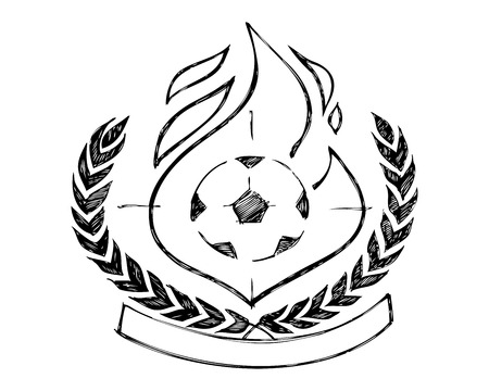 Hand drawn illustration or drawing of a soccer victory badge or symbolのイラスト素材