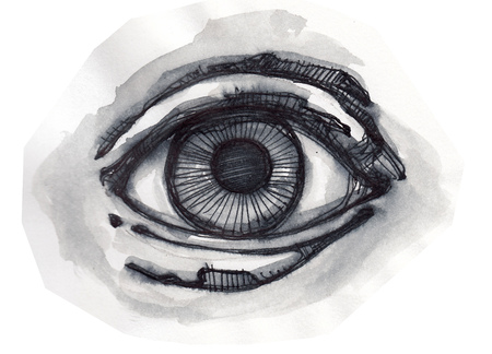 Hand drawn illustration or drawing of a human eyeの写真素材