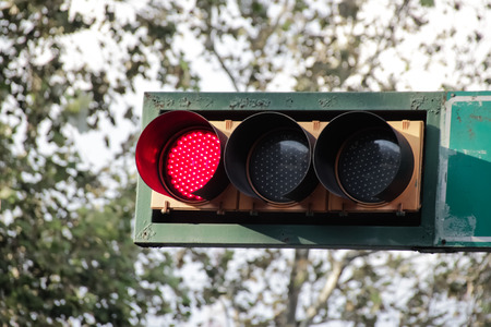 Photograph of a traffic light on urban scenarioの写真素材