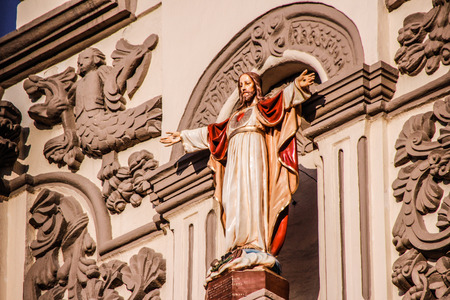 Monterrey, Nuevo Leon / Mexico - 10 10 2016: Jesus Sacred Heart statue in Monterrey Cathedralのeditorial素材