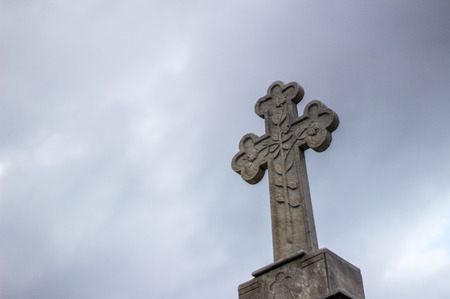 Photograph of a stone crucifix statueの写真素材