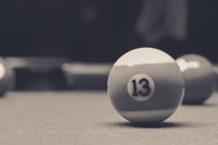 Photograph of some billiards plastic balls on table