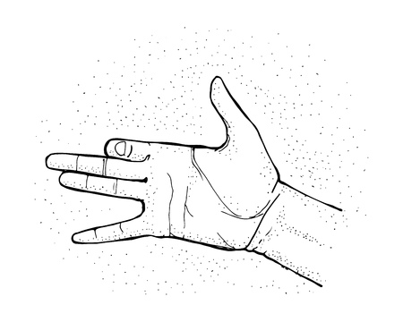 Hand drawn vector illustration or drawing of a hand symbol representing a dog headのイラスト素材