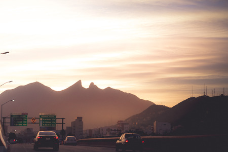 Photograph of Cerro de la Silla mountain in Monterrey Mexico cityの写真素材