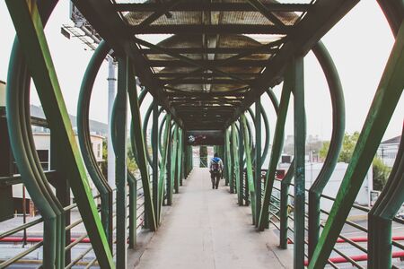 Photograph of a metal pedestrian bridgeのeditorial素材