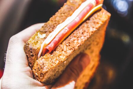 Photograph of a ham sandwichの写真素材