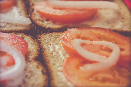 Photograph of a ham sandwichの写真素材