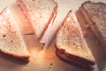 Photograph of a ham sandwichの写真素材