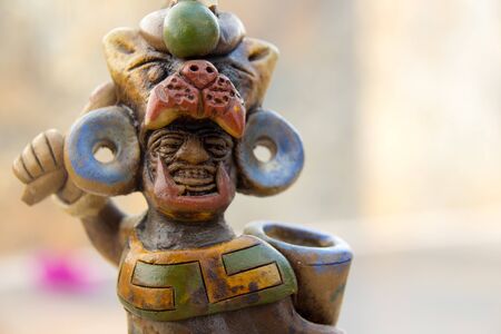 Photograph of an aztec mexican warrior handicraftの写真素材