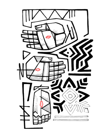 Hand drawn vector illustration or drawing of wounded hands and foot of Jesus Christのイラスト素材