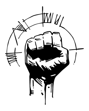 Hand drawn vector illustration or ink drawing of a human fistのイラスト素材