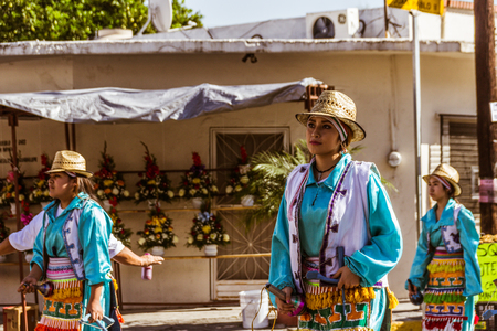 MONTERREY, NUEVO LEON / MEXICO - 18 12 2017: Mexican traditional matachin dancers in a peregrination to the Basilica of Guadalupeのeditorial素材