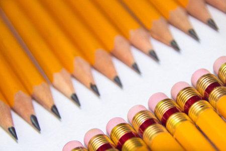 Detail photograph of some wood yellow pencils