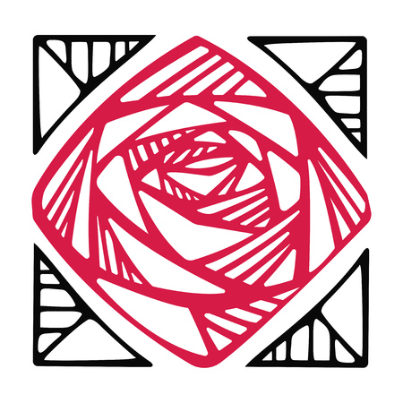 Hand drawn ink illustration or drawing of a rose flower symbolのイラスト素材