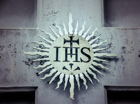 Monterrey, Nuevo LeÃ³n/ MÃ©xico - 4/8/2018: (Photograph of a Jesuit religious symbol at Corpus Christi Parish)のeditorial素材