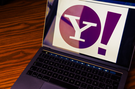 Dallas, Texas/ United States - 05/10/2018: (Photograph of the Yahoo logo on computer screen)のeditorial素材