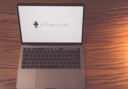 Dallas, Texas/ United States - 06/7/2018: (Photograph of the Ethereum cryptocurrency logo on computer screen)のeditorial素材