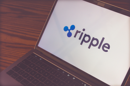 Dallas, Texas/ United States - 06/7/2018: Photograph of the Ripple crypto currency logo on computer screenのeditorial素材