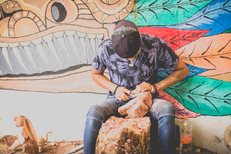 San Antonio Arrazola, Oaxaca / Mexico - 21/7/2018: (Traditional indigenous alebrijes artisans from...