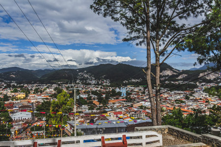 San Cristobal de las Casas, Chiapas / Mexico - 21/07/2019: View of the city from El Cerrito mountain