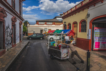 San Cristobal de las Casas, Chiapas / Mexico - 21/07/2019:  Details of the downtown streets