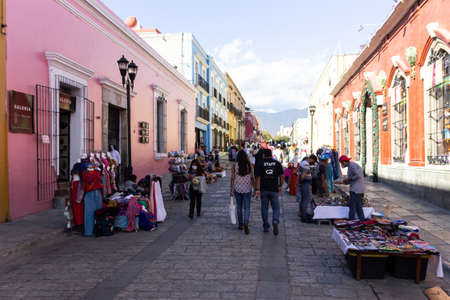 Oaxaca, Oaxaca / Mexico - 05/01/2021: Detail of the streets of center Oaxaca Mexicoのeditorial素材