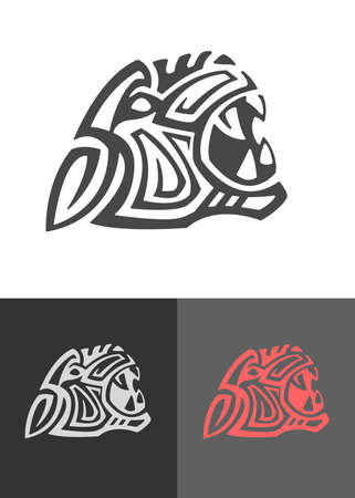 Vector illustration or drawing of a tribal jaguar faceのイラスト素材