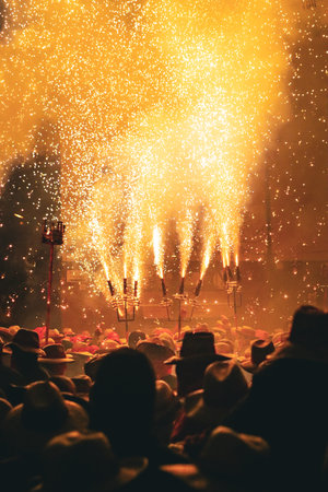 Fireworks at the festival in the cityの写真素材