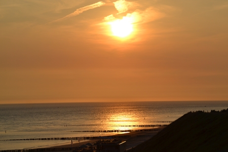 Sunset on the Dutch coastの写真素材