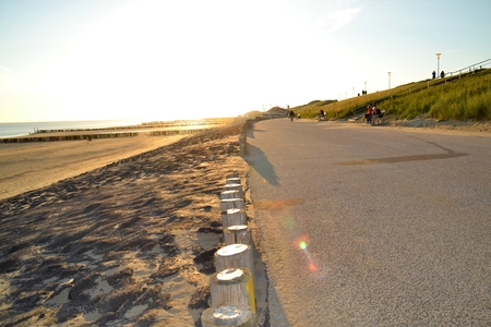 Beach walk on an empty beachの写真素材
