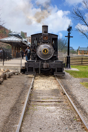 Dearborn, MI / USA - 04.21.2018 : Steam locomotive at Greenfield Village which was originally...
