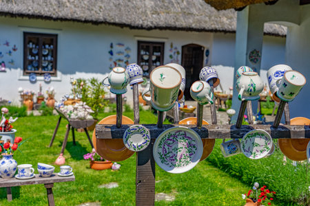 Folkloric old houses in Tihany,on the northern shore of Lake Balaton.The whole peninsula is a...