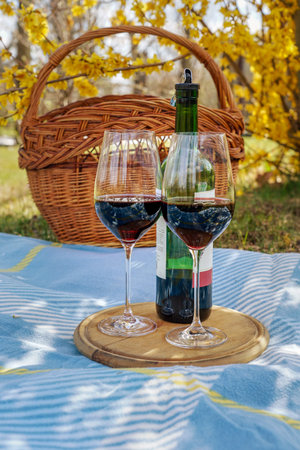 activities at home during isolation have a picnic with wine in your own garden .