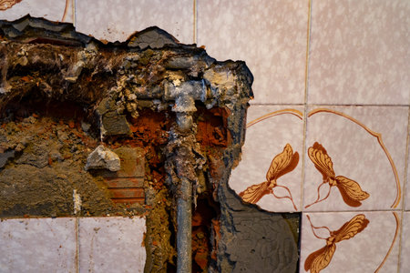 pipe burst problem with broken tiles