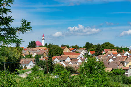the Famous hungarian gastro village Palkonya in Hungary view from above .の写真素材